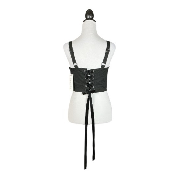 Dangerfield Black Friday NWT Goth Black Palmistry Lace Up Back Corset Top 4/6 - Picture 3 of 9